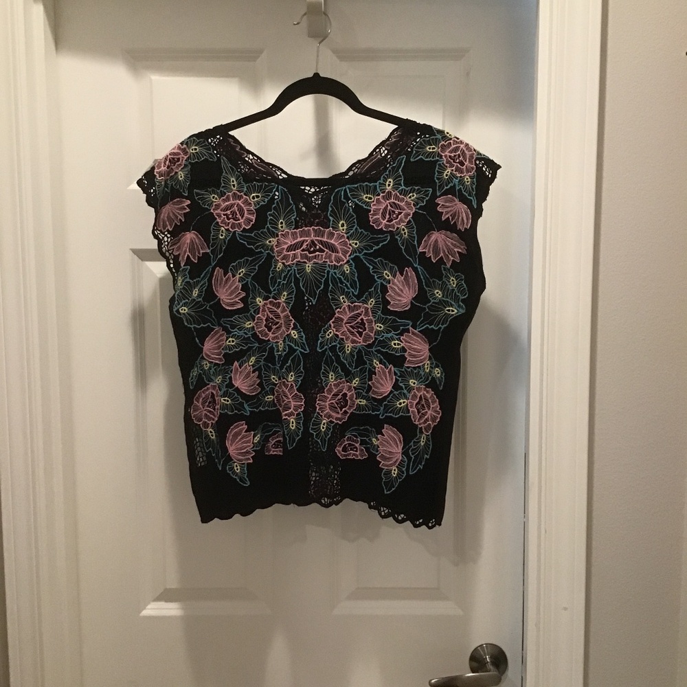 Postcard Embroidered Top
